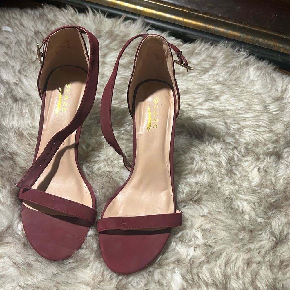 Glaze Maroon Strappy Heels Size 9